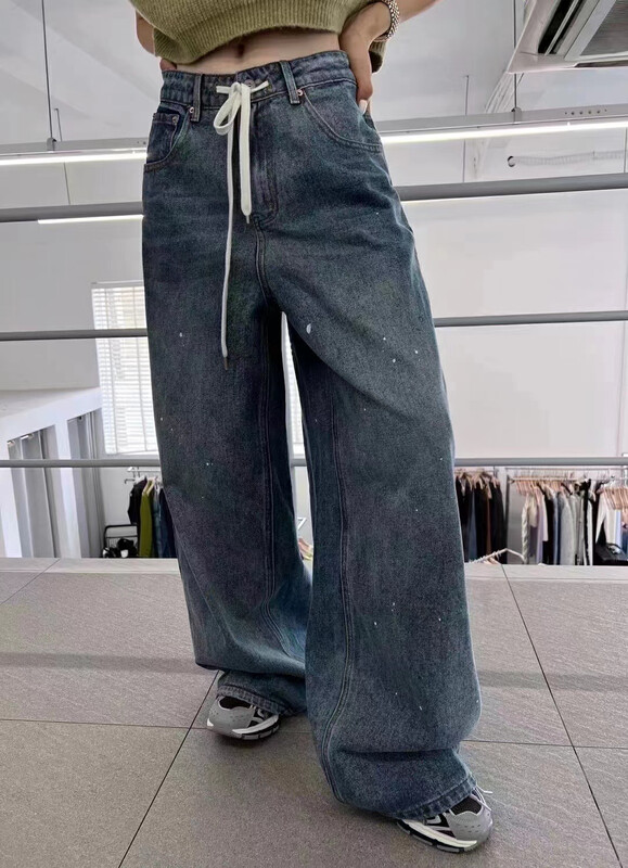 New in autumn! [MI] Korean version of Western-style craft denim wide-leg jeans 1465# PCZ