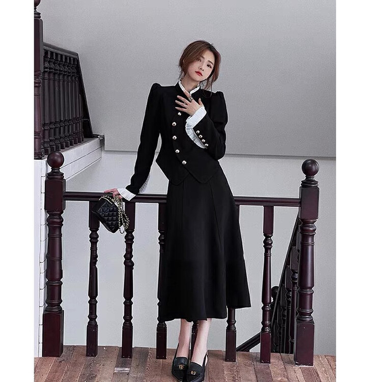 New in autumn!【KIKI STUDIO】Fashion short coat + mid-length skirt two-piece suit 6738# HJY