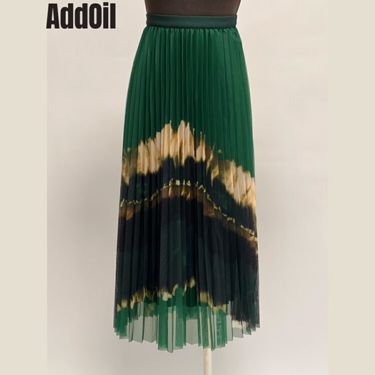 New in autumn!【ADDOIL】elastic waist color matching pleated skirt 811-1# ZXL
