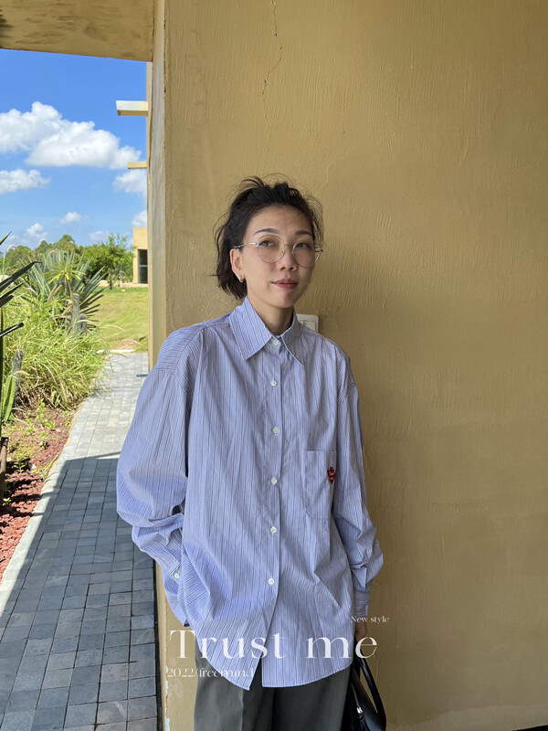 【TRUSTME】French retro all-match embroidered letter shirt 40016