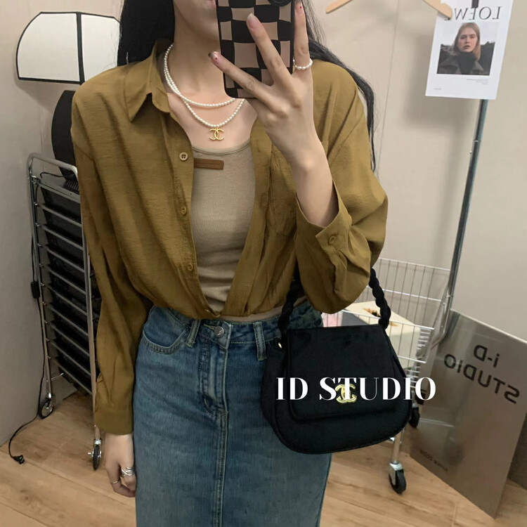 New in autumn! [I-D] Korean fake two-piece all-match shirt YS8387# L