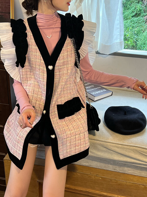 【FEI MAO】Korean Fashion Small Fragrance Vest YM-8433