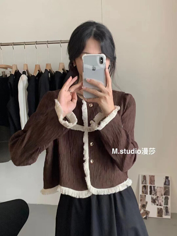 Autumn is new! [MSTUDIO Mansha] mustache and must-have color matching all-match shirt y6965# HBX