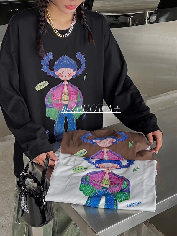 New in autumn! [Strictly selected by buyers - Zhuowa] Trendy printed pattern loose large sweater 2287# CL