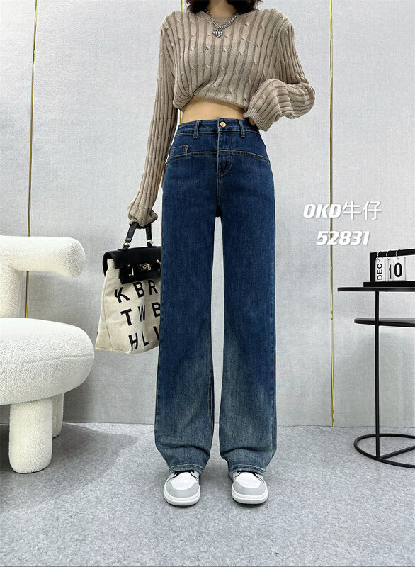New in autumn! [OKD] Gradient elastic loose-fitting loose-fitting jeans 52831# GY