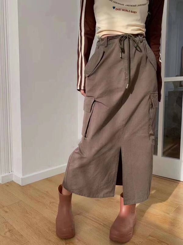 New in autumn!【I-D】Korean high waist workwear skirt YS6159# L