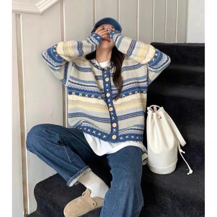 New in autumn! [N] Korean version of long-sleeved button-down knitted cardigan M0062# WTT