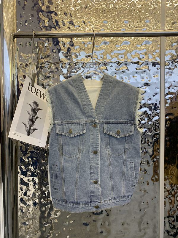 New in autumn! [Yayiro] Design stitching denim breasted vest 2761# GYJ