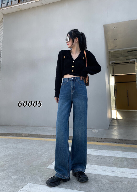 Autumn is new! [OKD] Korean version of the back leather card design mopping the floor to show thin all-match jeans 60005# GY
