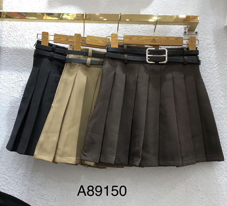 New in autumn! [QUEEN QUEEN] Simple solid color all-match skirt (with belt) A89150# OZQ