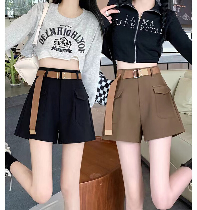Autumn is new! [Queen QUEEN] Korean version of the slim wide-leg casual shorts (with belt) A999127# OZQ