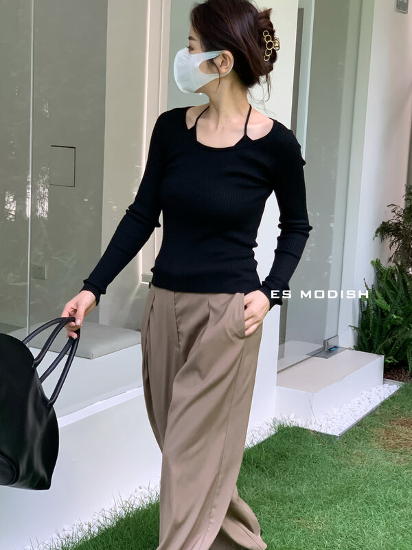 New in early autumn!【ES MODISH】Sexy Slim Fit Halter Sweater BL1846# CQW