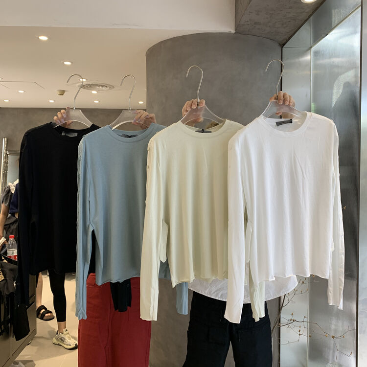 【IN.CHOOSE U】Long Sleeve Side Button Open Knit Long Sleeve T-Shirt 65008# CQW