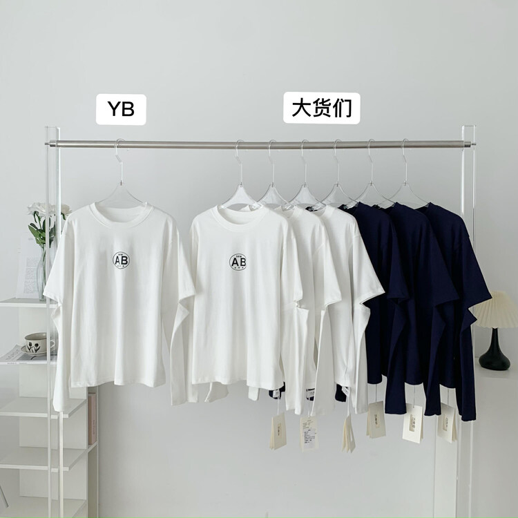 New in autumn! [KAKAJIA] Fashionable two-sleeve back printed long-sleeved T-shirt 2595# OZQ