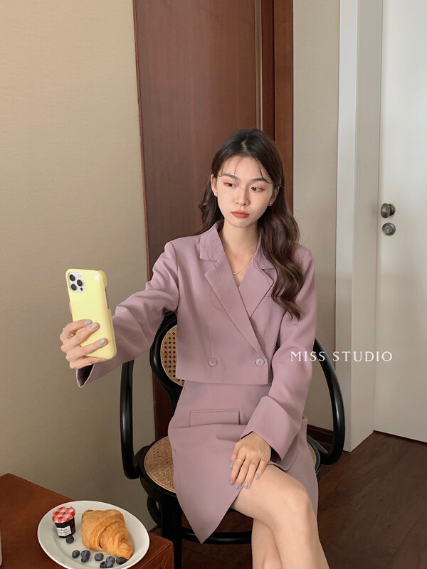 【MISS】Simple short suit and irregular skirt suit L6706# FHX