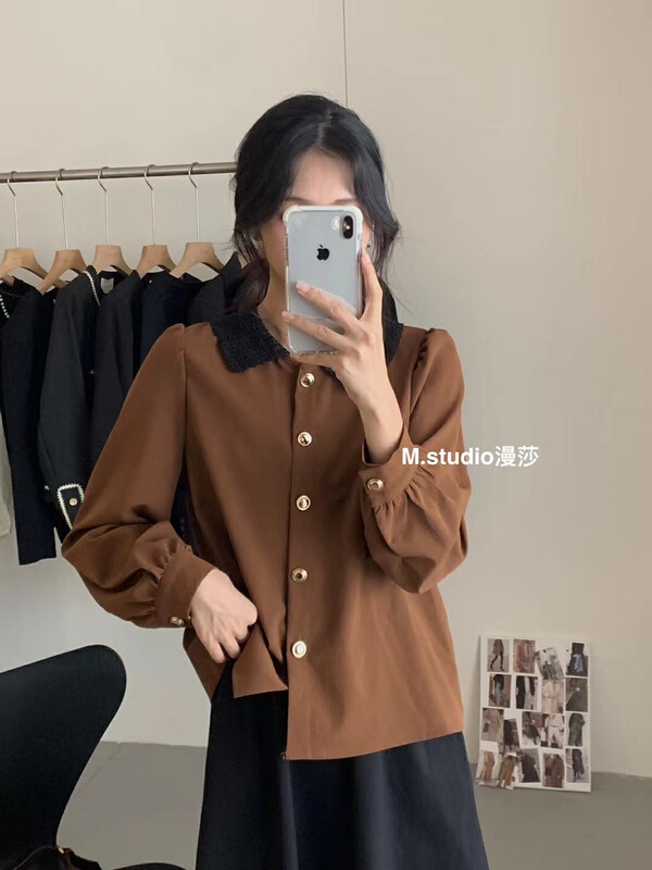 Original price 55.27! New for autumn! [MSTUDIO Mansha] Loose all-match simple shirt y6923# HBX