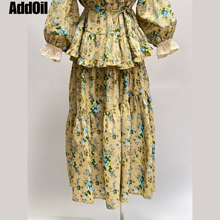 New in Autumn! [ADDOIL] Elegant Retro Elastic Waist Flower Skirt 2334-2# ZXL