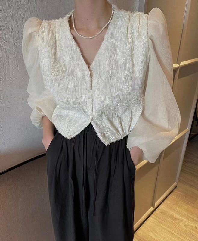 Autumn is new! [MI] Korean sleeve stitching shirt 1515# PCZ