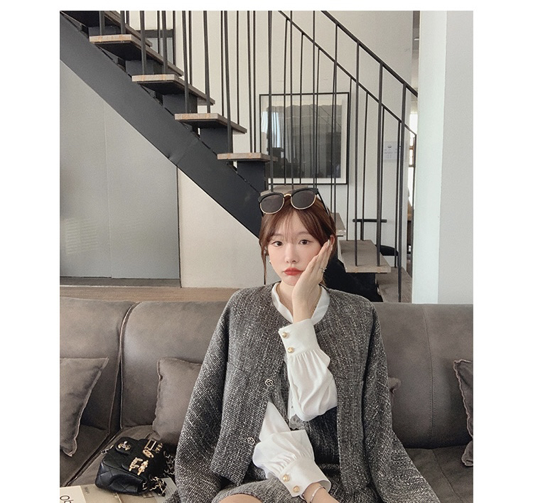 Autumn is new! [KIKI STUDIO] Xiaoxiang style ladies short coat + slim skirt two-piece suit 6505# HJY