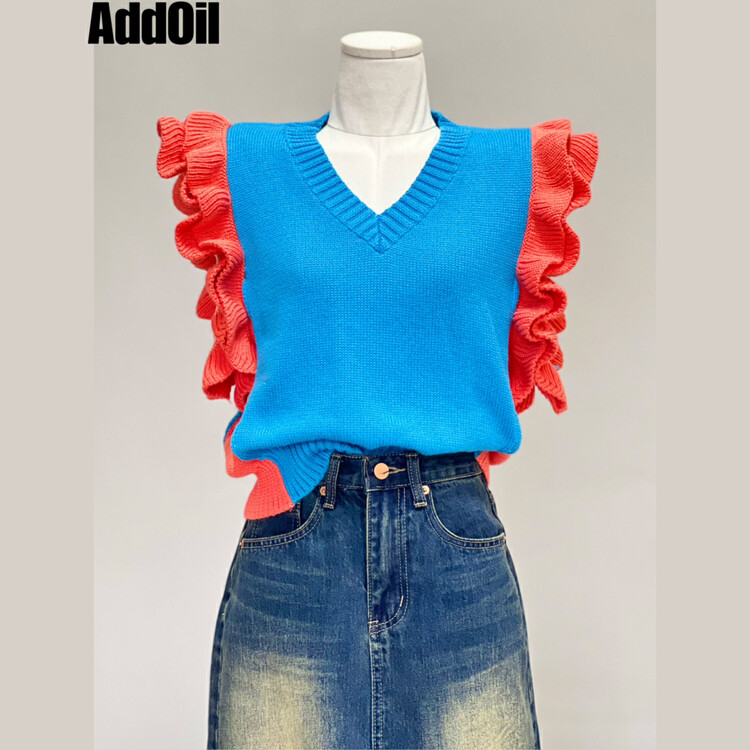 New in autumn! [ADDOIL] Fungus edge stitching loose vest 2210-1# ZXL
