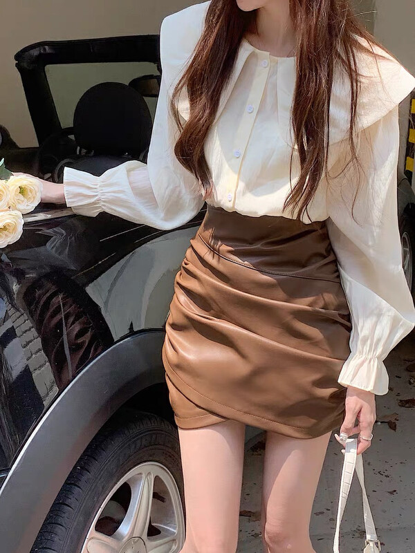 New in autumn! [KIKI STUDIO] Versatile, slim, hip and high-waist skirt 6568# HJY