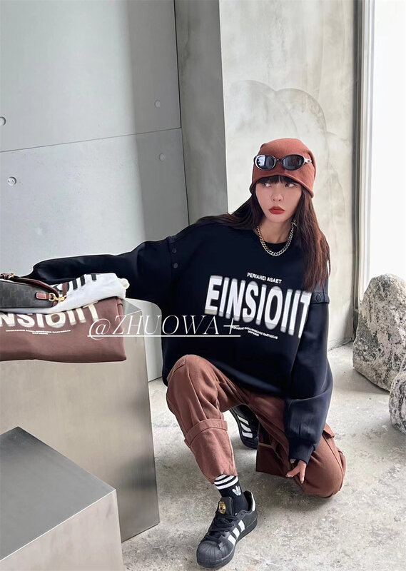 New in autumn! [Strictly selected by buyers - Zhuowa] Korean letter printing loose ins sweater 5368# CL