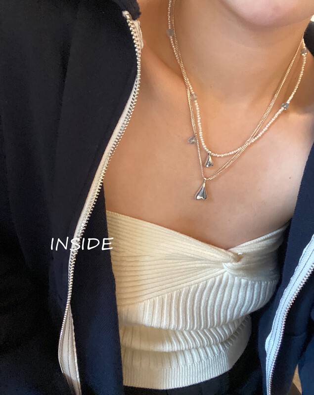 [INSIDE] Exquisite and fashionable two-piece stacking short necklace (with box random hair) X3501# ZXL