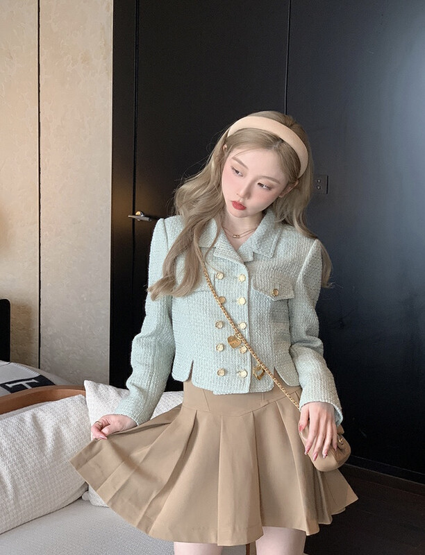 New in autumn!【KIKI STUDIO】Sweet temperament small fragrance short coat 6657# HJY
