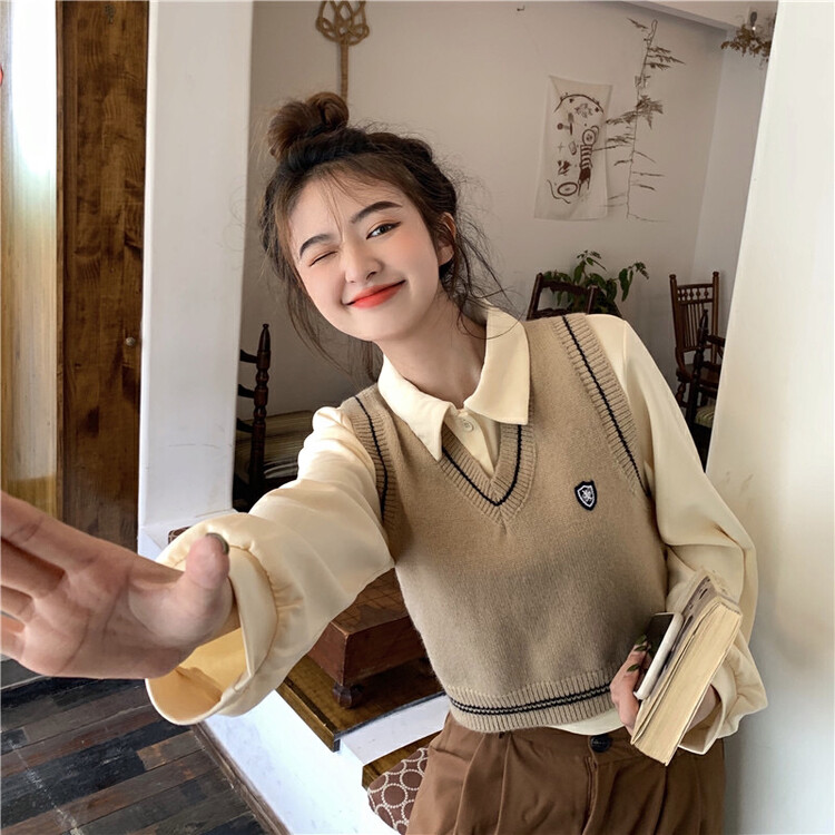 New in early autumn!  [Timely Rain] Casual Simple Solid Color Loose Long Sleeve POLO Shirt A531# WPL