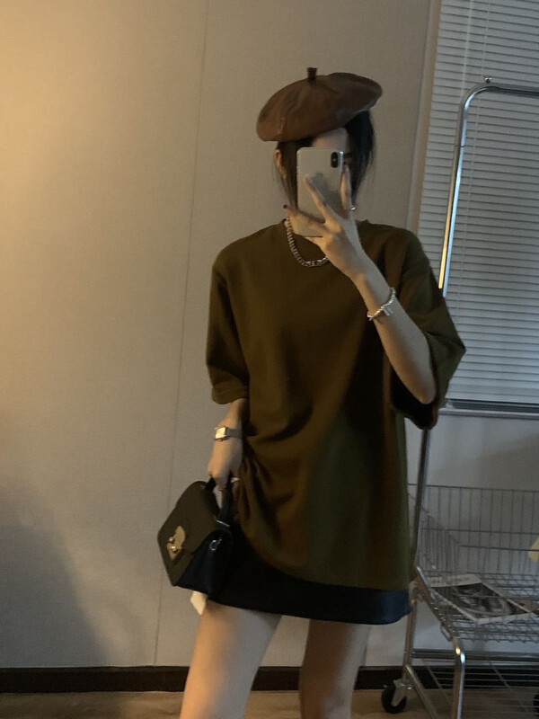 New in autumn! [I-D] Korean loose round neck short-sleeved T-shirt YS8316# L