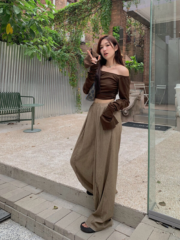 New in early autumn! [Timely rain] Korean style ins retro design casual pants 75019# WPL