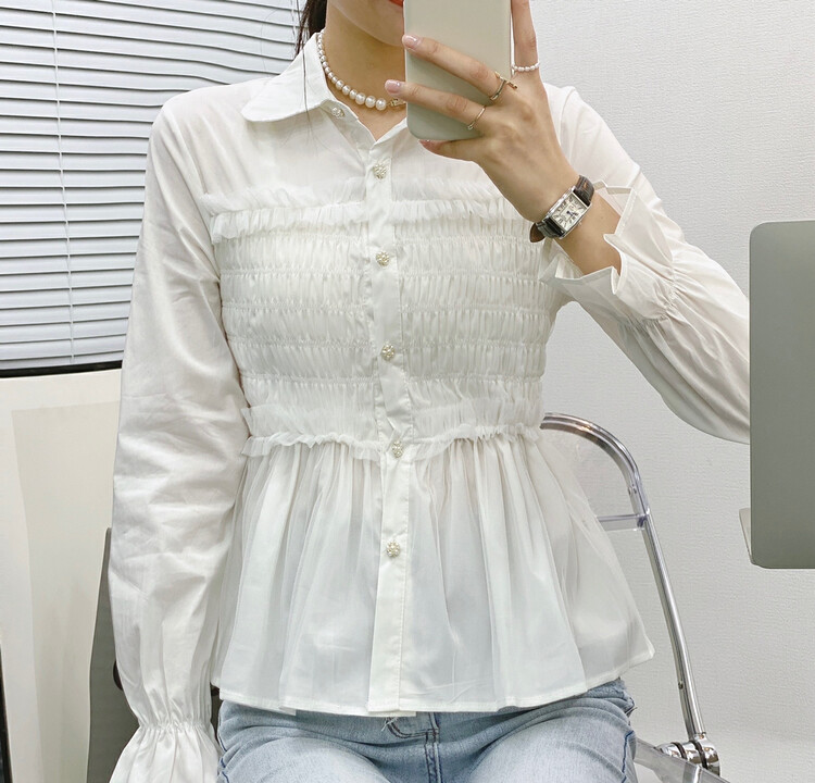 New in early autumn! [I-D] Korean version of the waist thin shirt 99031# L