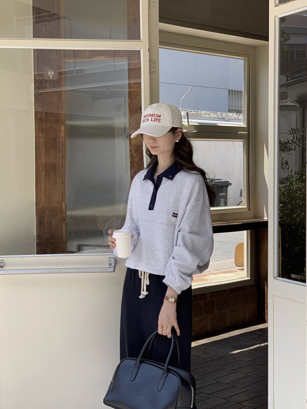 New in early autumn!【T.G】Polo Collar Loose Sweater with Contrast Color 18073# CLS