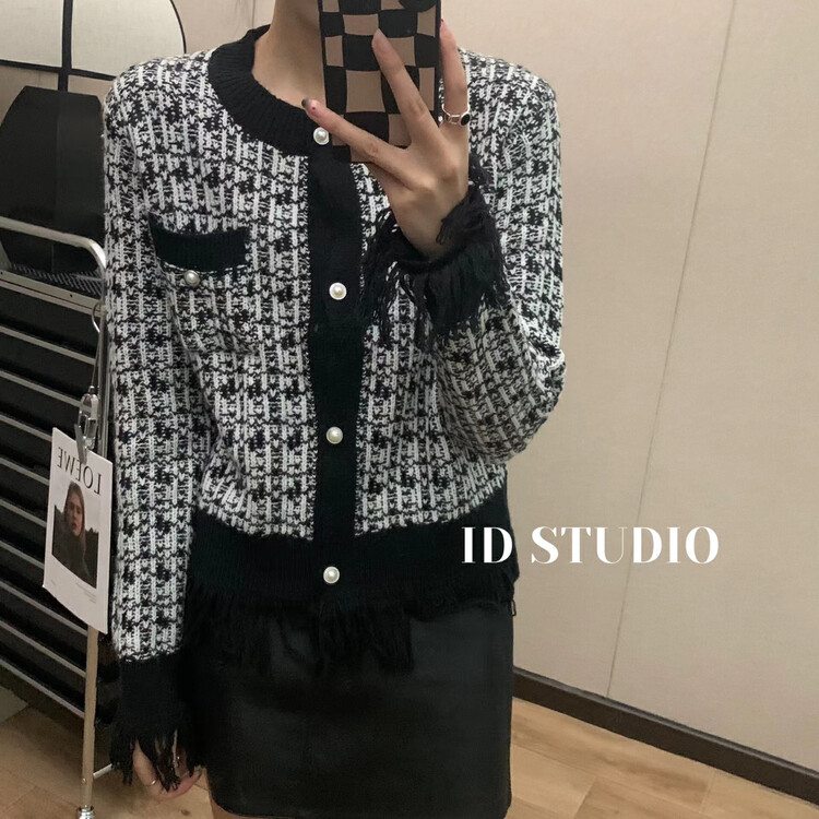 Autumn is new! [I-D] Korean style small fragrance tassel short coat 3185# L