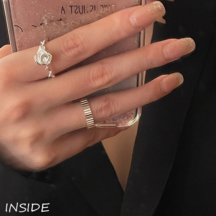 [INSIDE] French retro thorn three-dimensional rose vertical open ring (with box random) (two packs) J3488# ZXL