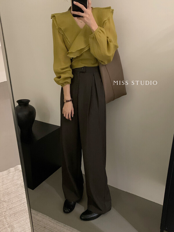 [MISS] Korean lotus leaf collar one-piece shirt F2332