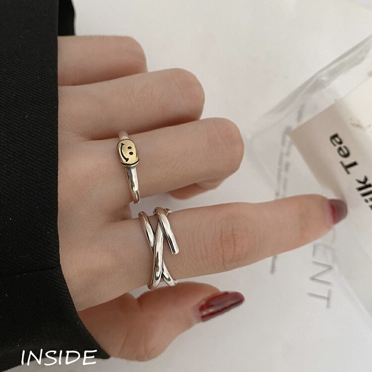 【INSIDE】Fashion niche design ring (with box randomly) (two-piece set) J3457# ZXL