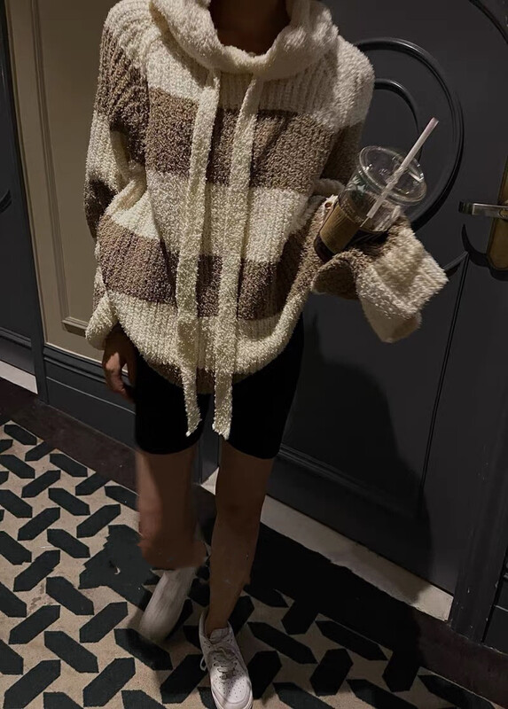 New in autumn! [MI] Korean hooded striped soft waxy warm sweater 1598# PCZ