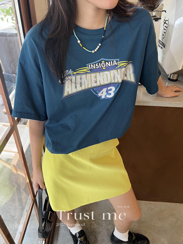 【TRUSTME】Solid color printed short-sleeved T-shirt 40035
