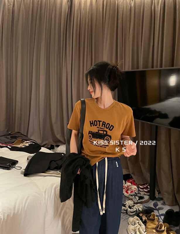 【KISS SISTER】All-match casual car short-sleeved T-shirt 22Y9809