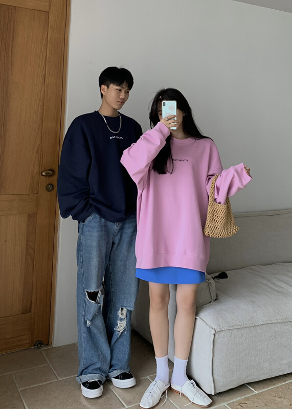 【11AN】Korean Alphabet Print Pullover Sweater A6861