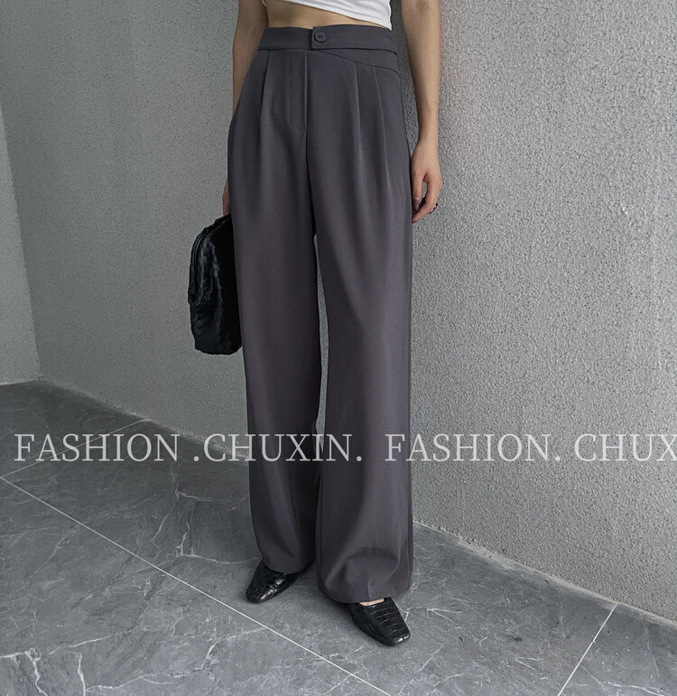 Autumn is new! [C.X original heart] Irregular design, high waist, thin, versatile, loose, drapey, wide-leg thin trousers K937# WTT