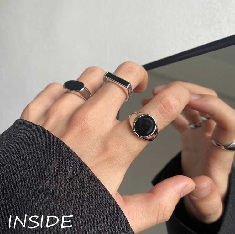 【INSIDE】Dark Series Exquisite Design Geometric Polygon Ring (with Box Randomly Issued) (Two Pack) J3570# ZXL