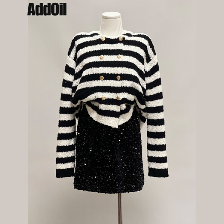 New in autumn! [ADDOIL] elastic waist sequin temperament skirt 6996# ZXL