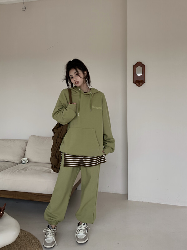 [11AN] Front and rear embroidered loose waffle suit A9031