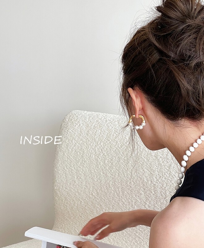 [INSIDE] French retro light luxury high-end U-shaped beaded design earrings (with box random) R3479# ZXL