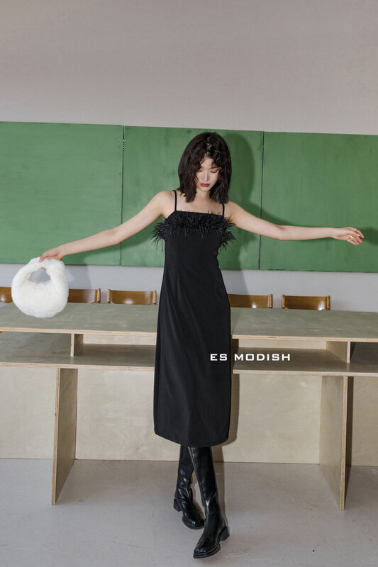 【ES MODISH】High Waist Slim Sling Dress OPS1809# CQW