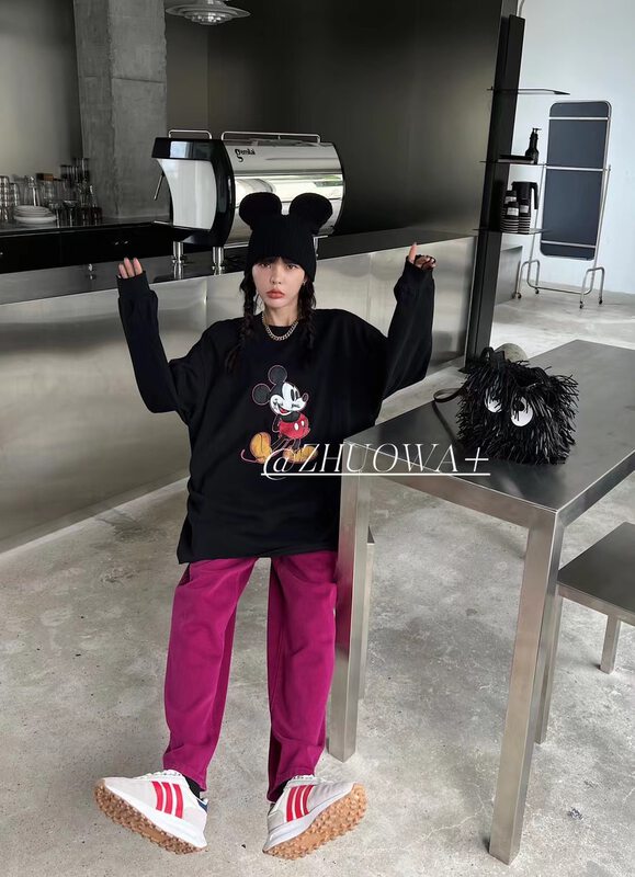 New autumn models! [Strictly selected by buyers - Zhuowa] Mickey pattern printing loose large sweater 2293# CL