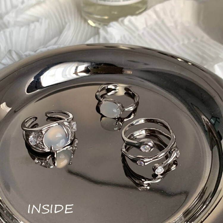 [INSIDE] Korean simple and high-end moonlight zircon niche ring (with box randomly distributed) J3422# ZXL