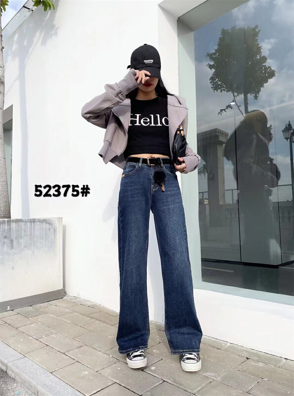 New in autumn! [OKD] Late autumn thickened elastic mopping thin all-match jeans (with belt) YS1-52375# GY